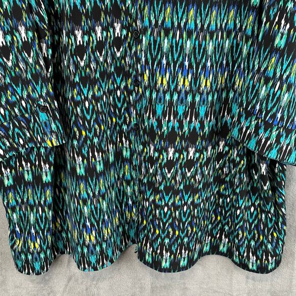 Catherines Top Womens 3X Green Button Down 3/4 Length Sleeve Office Casual - Picture 3 of 13